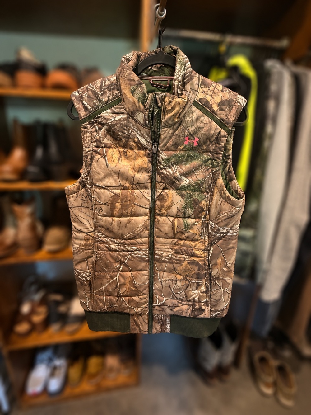 Under Armour Realtree Camo Puffer Vest with Pink Logo